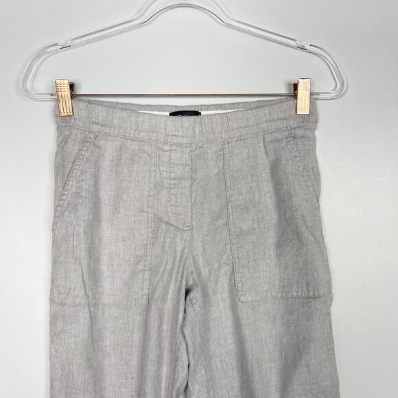 Theory Womens 0 Northsound Caliver High Waisted Linen Blend Pants Gray Cropped - Picture 3 of 12